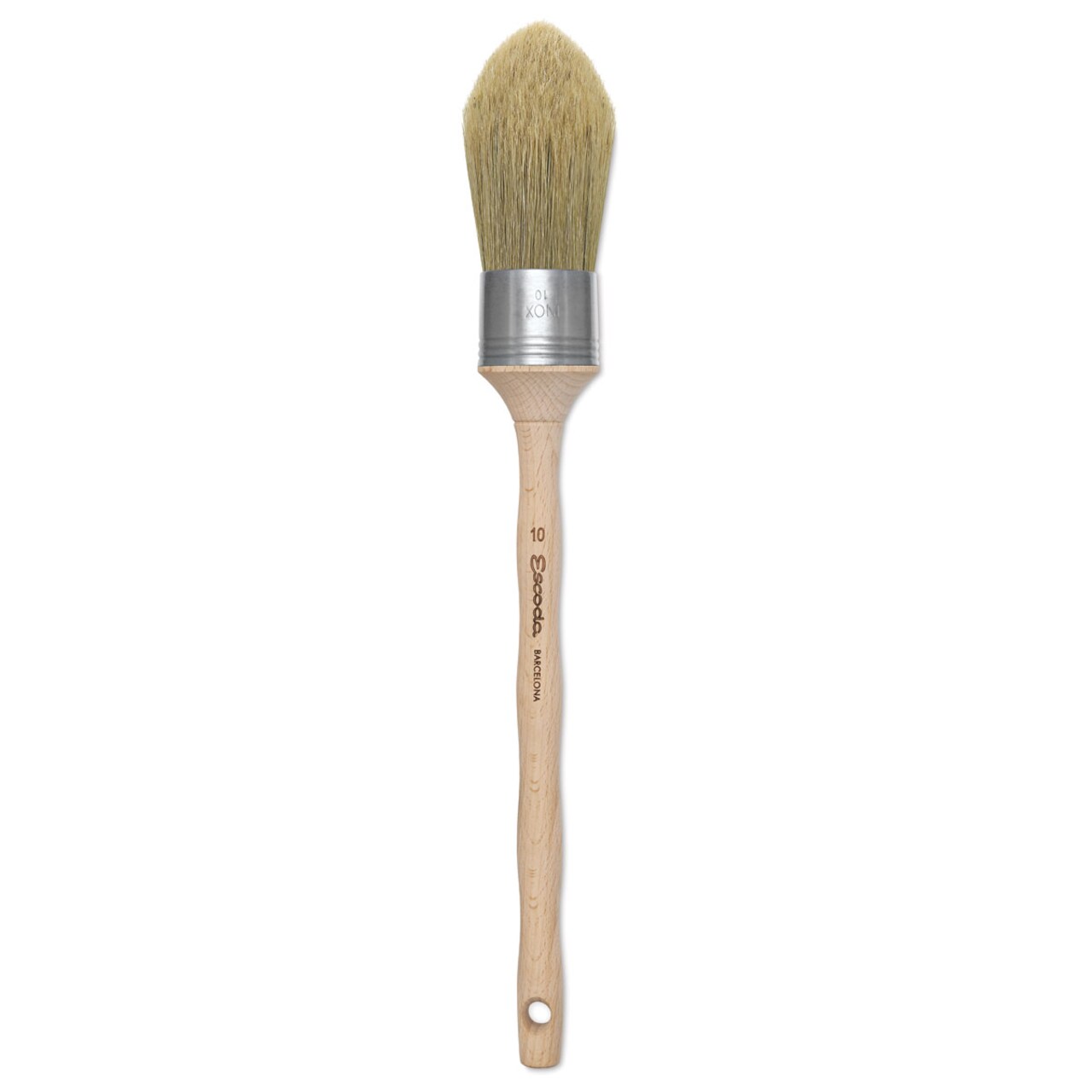 Escoda Natural Bristle Brushes - Round Oval, Size 10, Long Handle